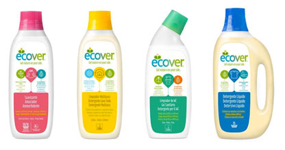 Los productos de limpieza Ecover se fabrican con ingredientes de origen natural.